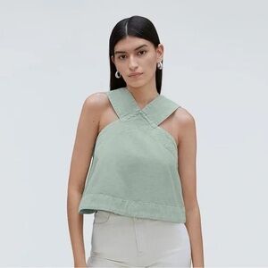 Everlane The Cross Front Apron Top 100% organic cotton in Sage Green  Size M